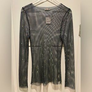 FREE PEOPLE Filter Finish Long Sleeve Mesh Crystals